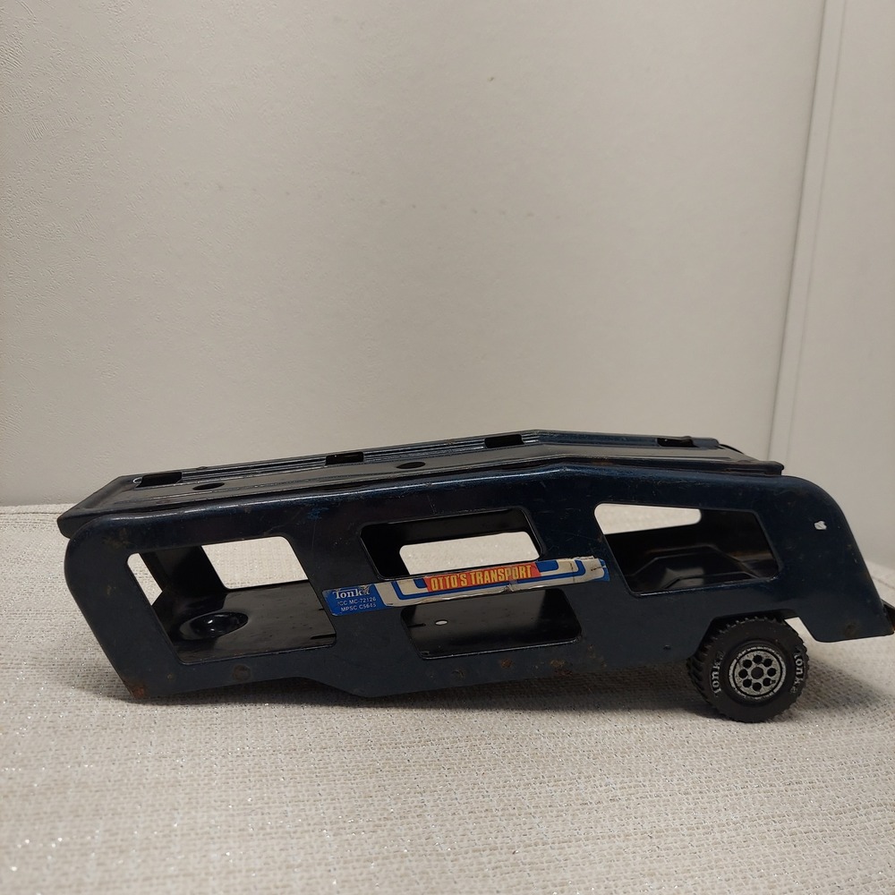 Vintage Tonka Pressed Steel Otto's Transport Car Hauler Trailer Blue 13 Inch - Picture 1 of 12